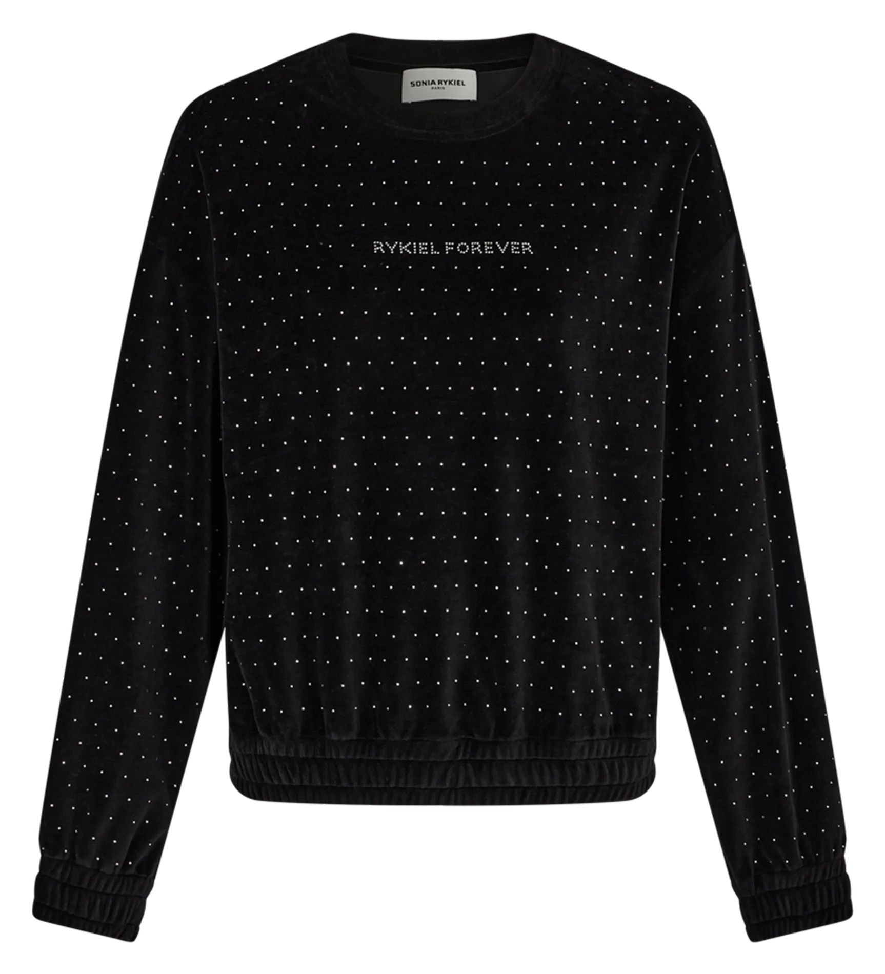 SONIA RYKIEL Sudadera recta de mezcla de algodón con cuello redondo en negro