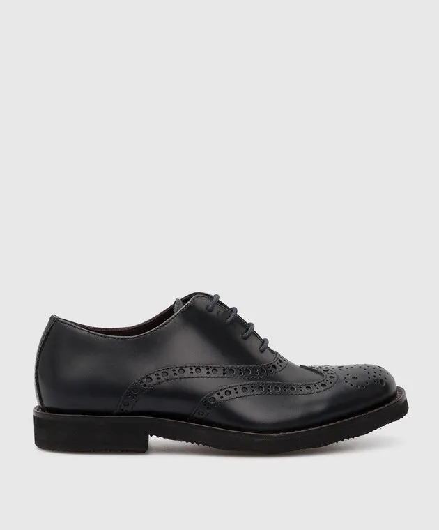 Stefano Ricci Children's dark blue leather brogues