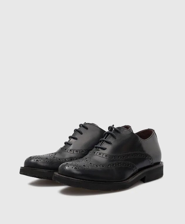 Stefano Ricci Children's dark blue leather brogues