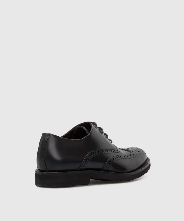 Stefano Ricci Children's dark blue leather brogues