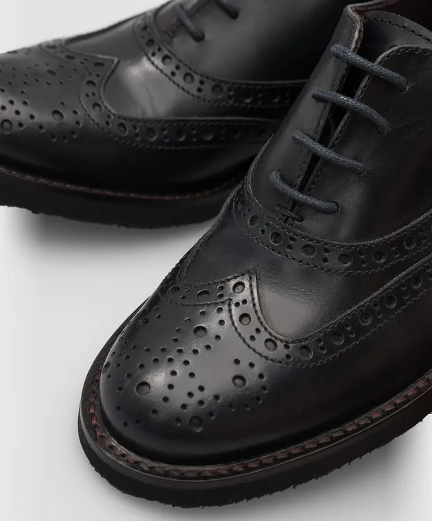 Stefano Ricci Children's dark blue leather brogues