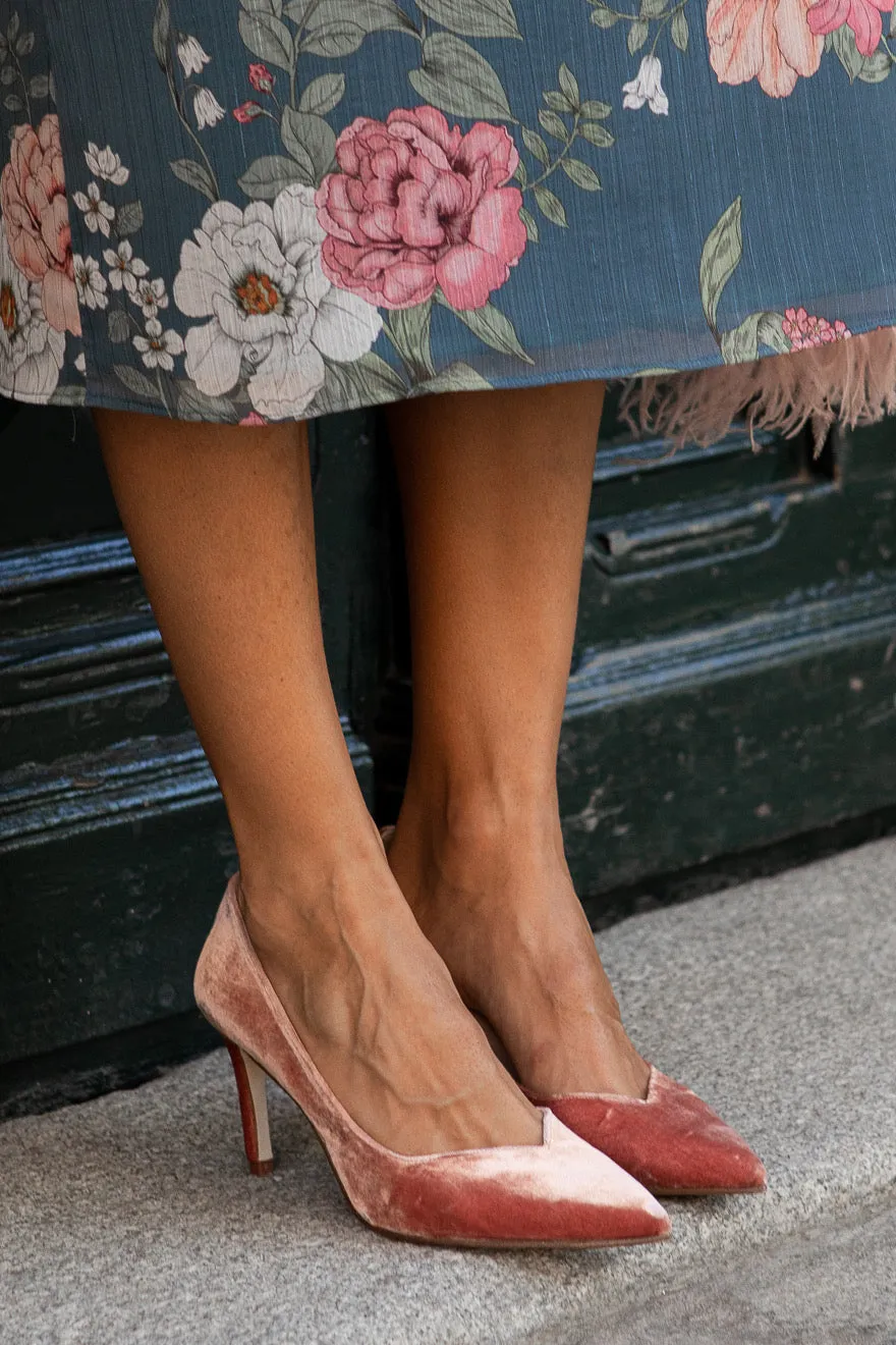 Stiletto Uve terciopelo nude