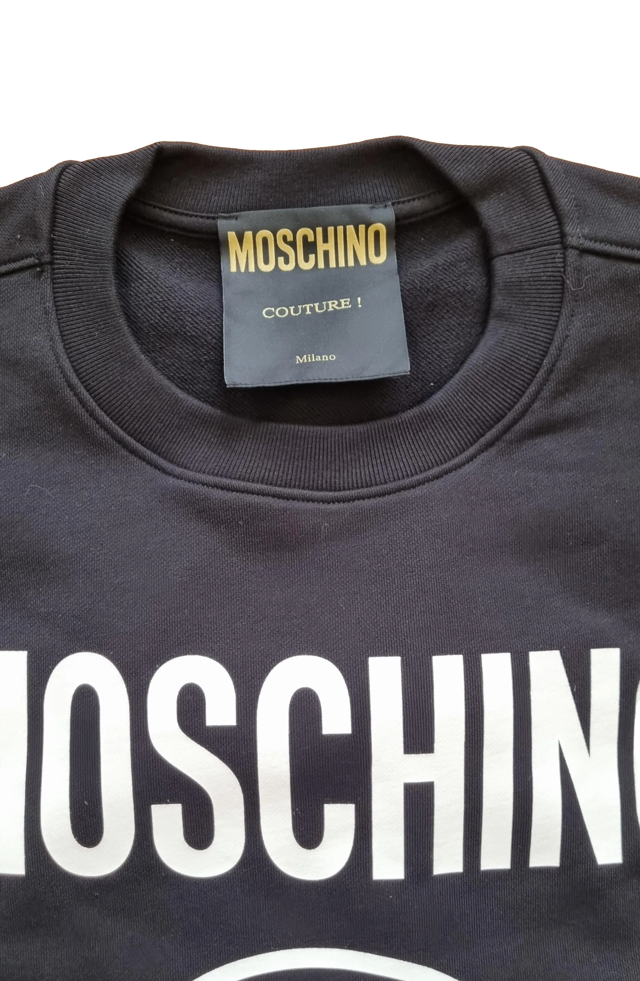 Sudadera de hombre MOSCHINO de algodón orgánico con cuello redondo ZRA1702 negro