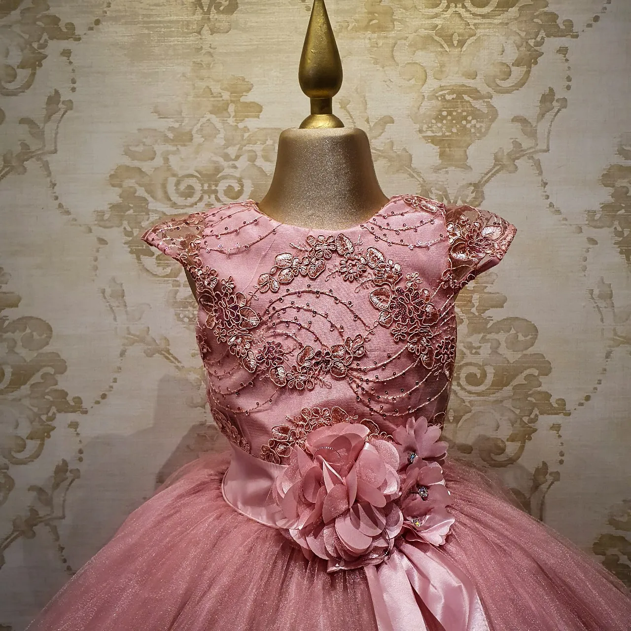 Vestido de Niña Fiesta Rosa Palo con Listón en Falda Talla 10 a 12 años