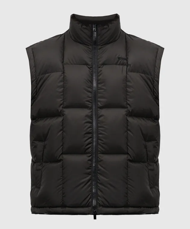 VETEMENTS BLACK DOWN VEST CUTUP