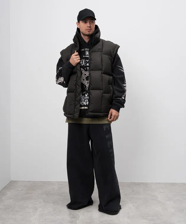 VETEMENTS BLACK DOWN VEST CUTUP