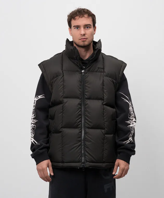 VETEMENTS BLACK DOWN VEST CUTUP
