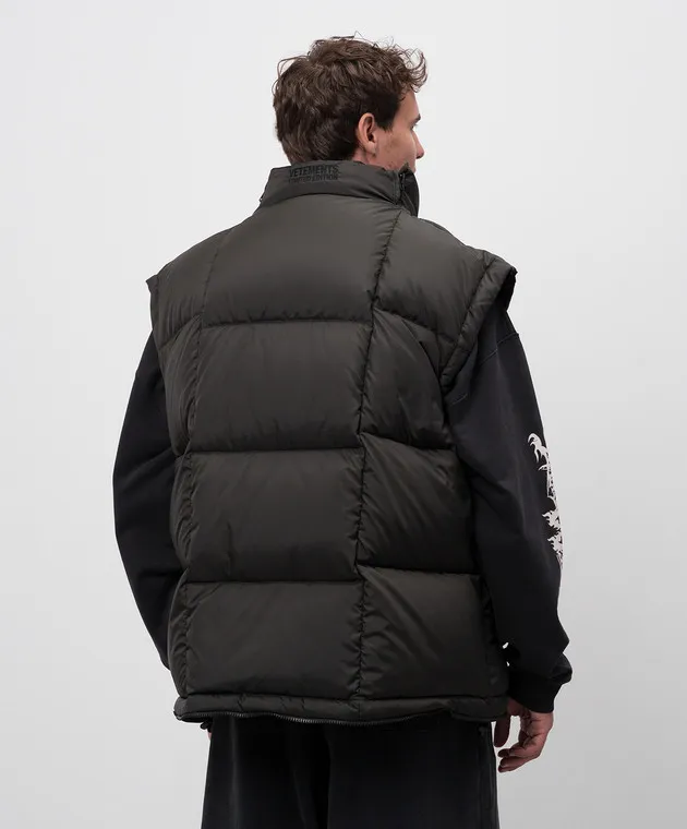 VETEMENTS BLACK DOWN VEST CUTUP