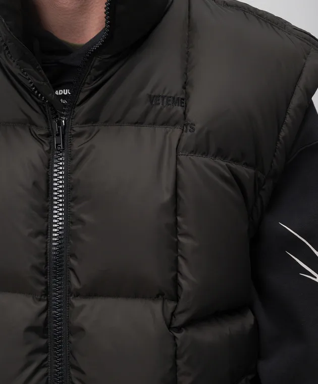 VETEMENTS BLACK DOWN VEST CUTUP