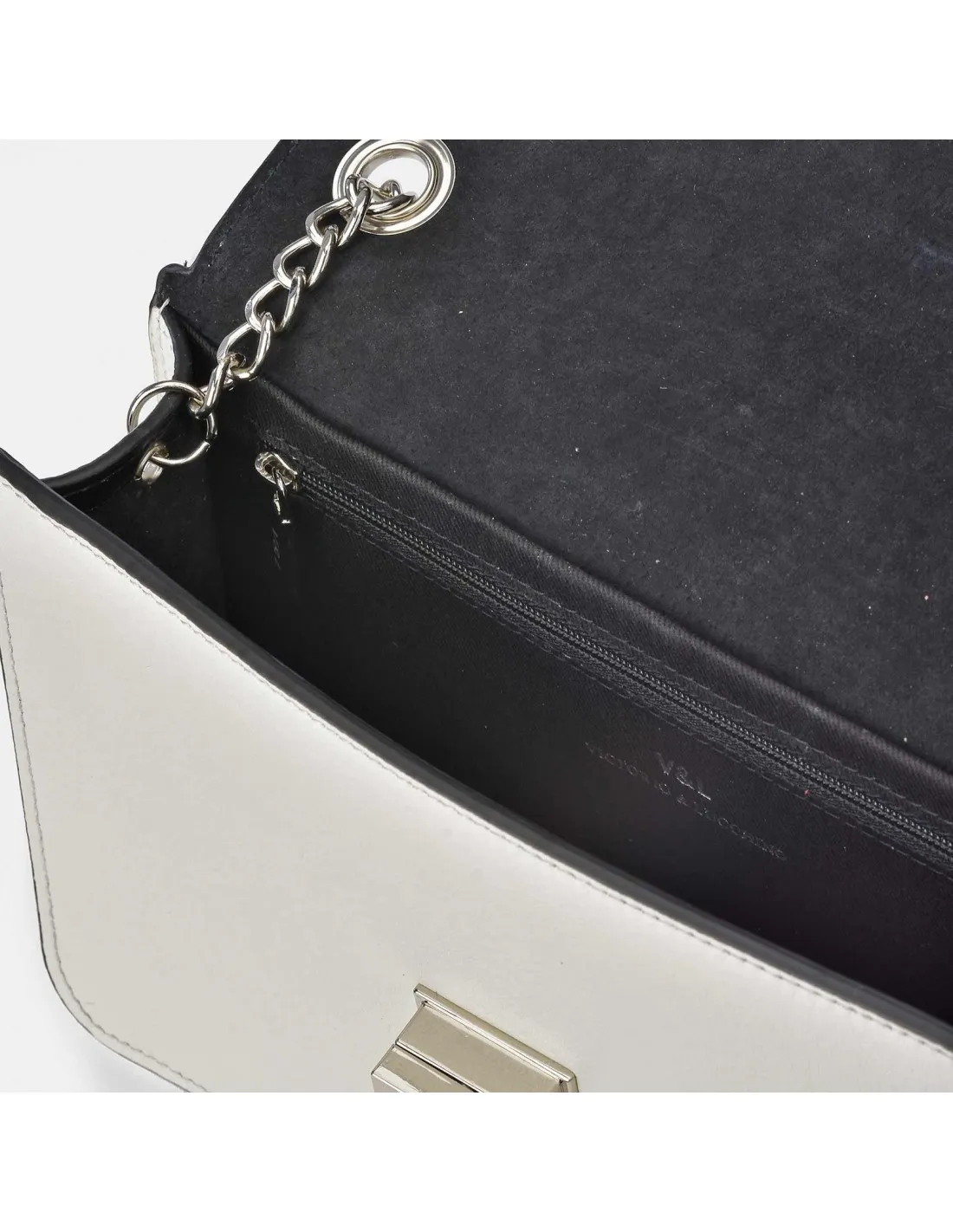 Victorio & Lucchino Bolso bandolera metálica para mujer piel blanco