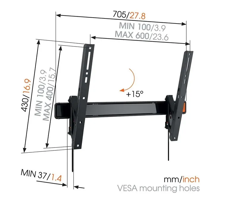 VOGELS W50810 Soporte de pared para TV de 40 a 65 pulgadas, negro