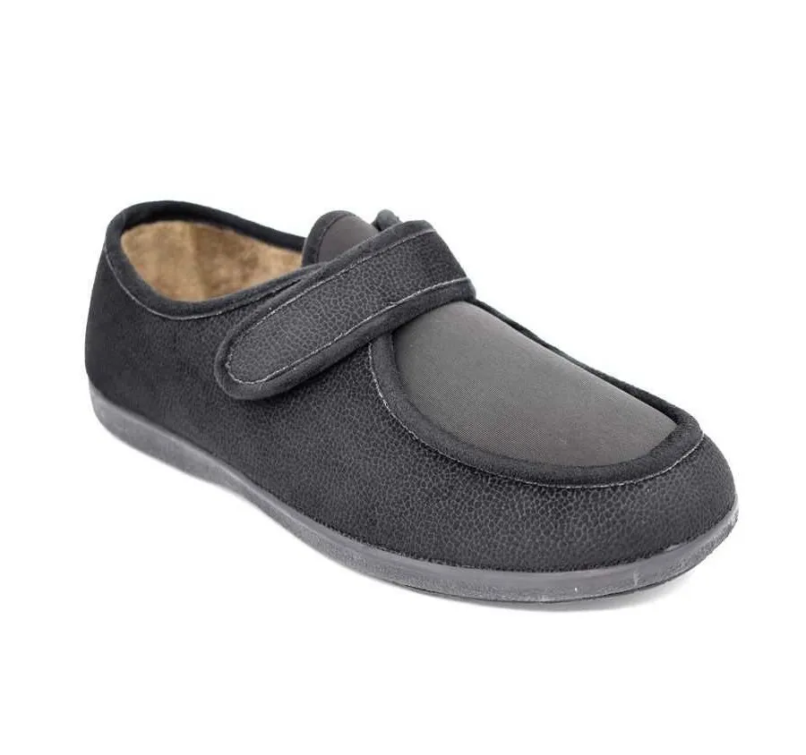 ZAPATILLA GARZON 6870.244 DE CASA HOMBRE ANATOMICA VELCRO ANCHO ESPECIAL NEGRO 22704