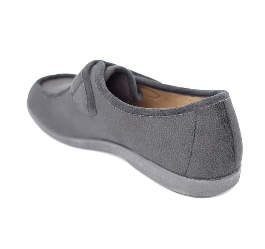 ZAPATILLA GARZON 6870.244 DE CASA HOMBRE ANATOMICA VELCRO ANCHO ESPECIAL NEGRO 22704