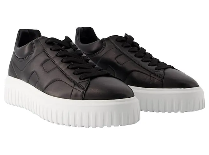 ZAPATILLAS HSTRIPES ALLACCIATO  HOGAN  CUERO  NEGRO 