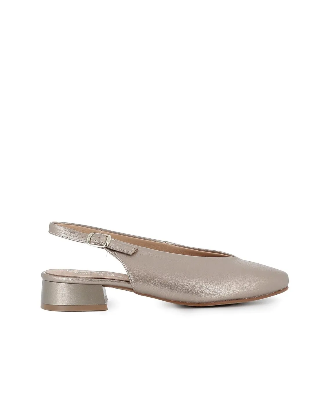 Zapato salon piel tacon con hebilla mujer dorado Chamby
