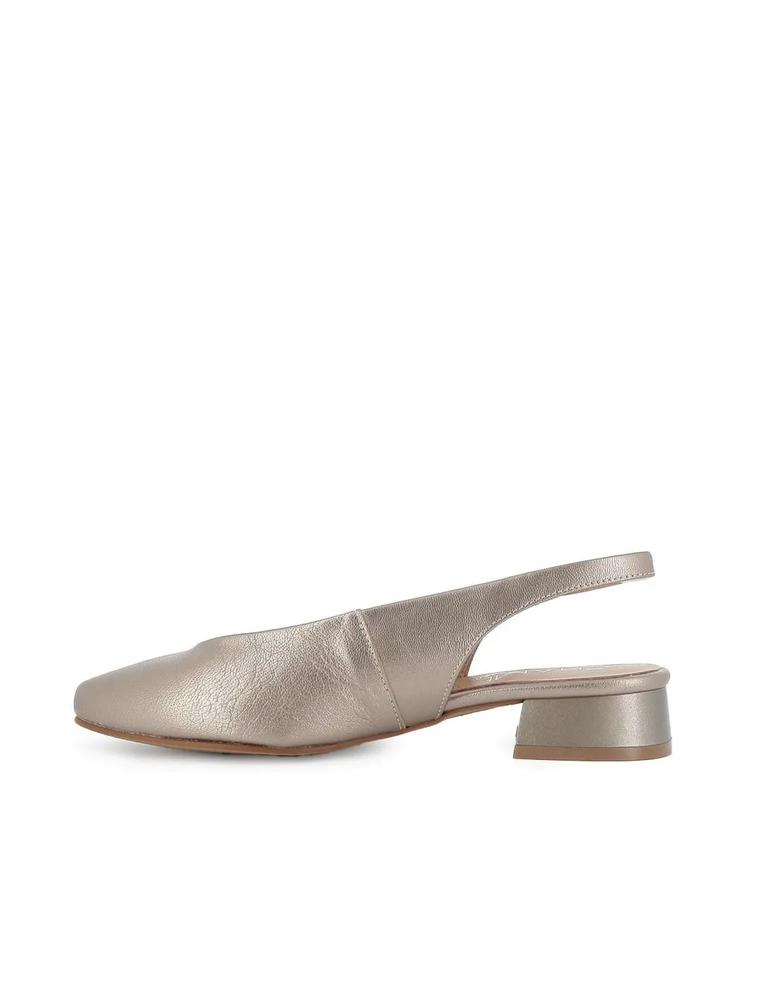 Zapato salon piel tacon con hebilla mujer dorado Chamby